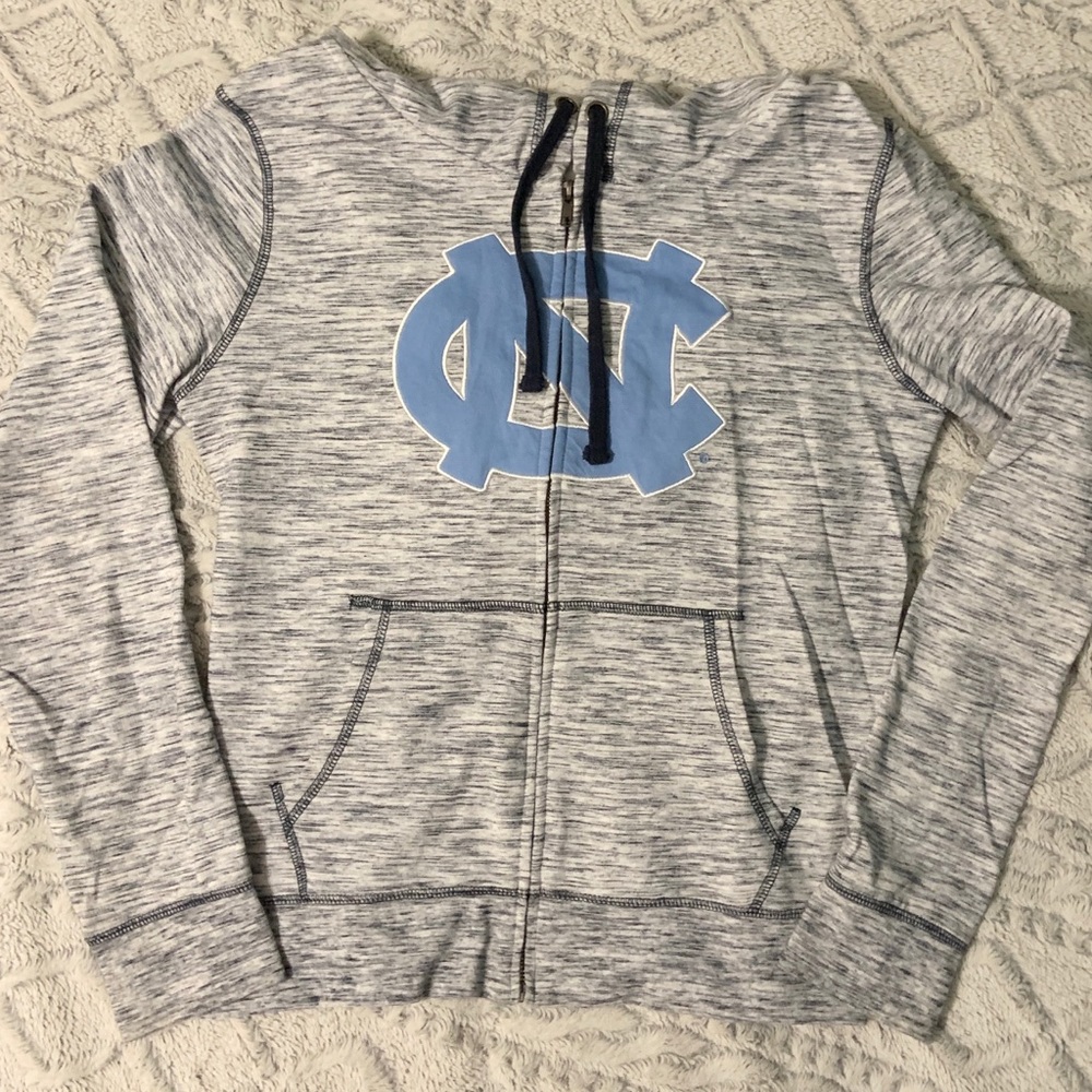 UNC zipper Hoodie Carolina Blue logo